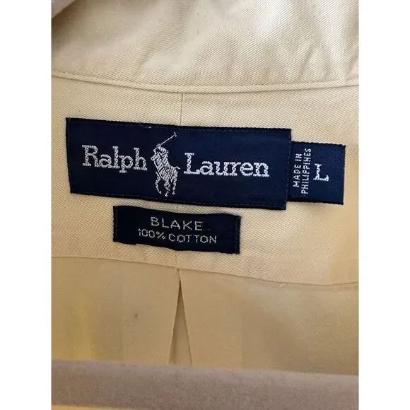 Polo Ralph Lauren Mens Button Down Shirt Blake Size Large Yellow Preppy Pony - Picture 3 of 7